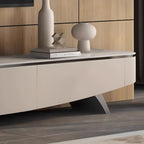 Meuble TV incurvé en pierre moderne champagne 87 avec tiroirs