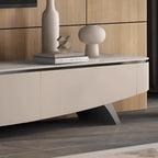 Meuble TV incurvé en pierre moderne champagne 87 avec tiroirs