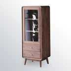 Meuble d'appoint marron à 2 tiroirs de style milieu du siècle avec porte à gaz