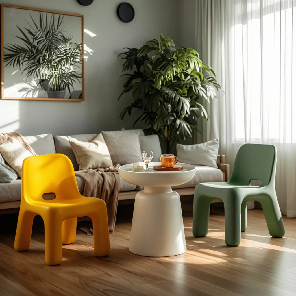 Table d'appoint ronde nordique mate pour petit canapé