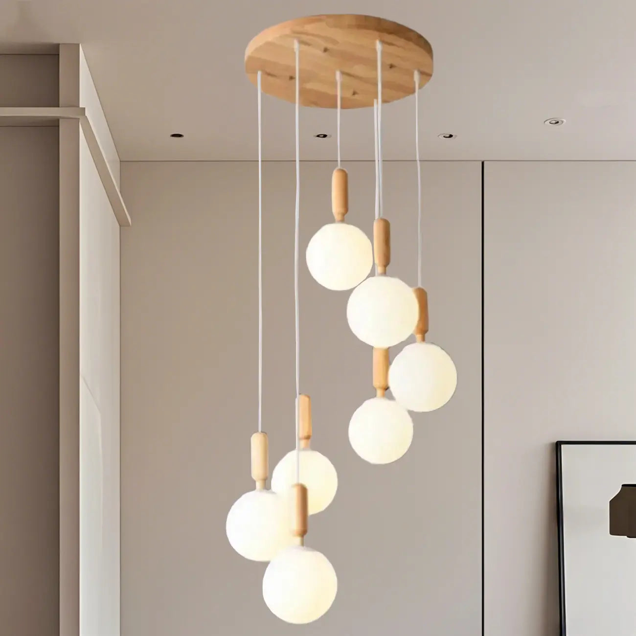 Suspension en verre opalin à longueur réglable