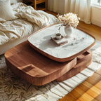 Table basse scandinave à 3 plateaux avec rangement