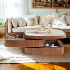 Table basse scandinave à 3 plateaux avec rangement