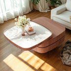 Table basse scandinave à 3 plateaux avec rangement