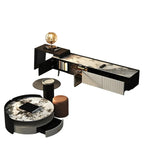 Meuble TV extensible latéral en pierre noire 71 avec tiroirs