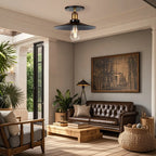 Plafonnier semi-encastré industriel conique en métal noir