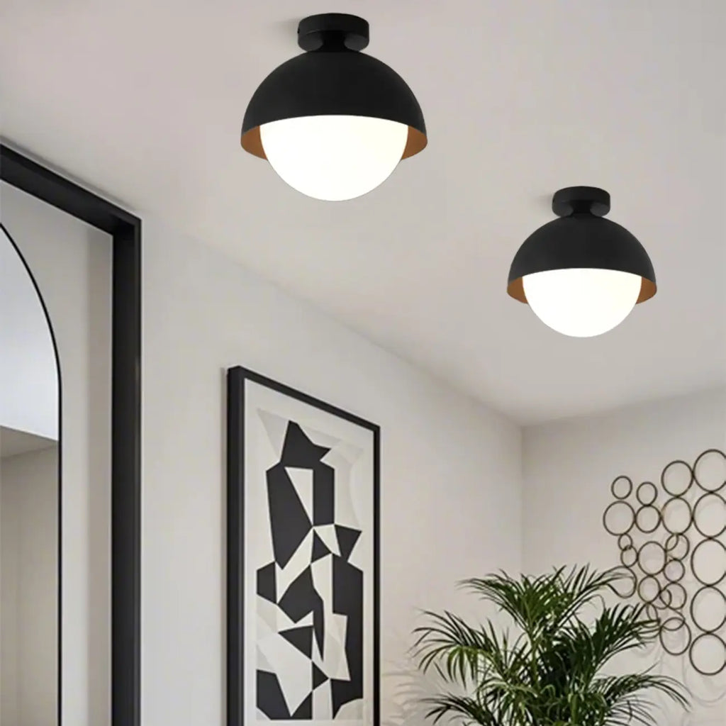 Plafonnier semi-encastré minimaliste à abat-jour mini dôme