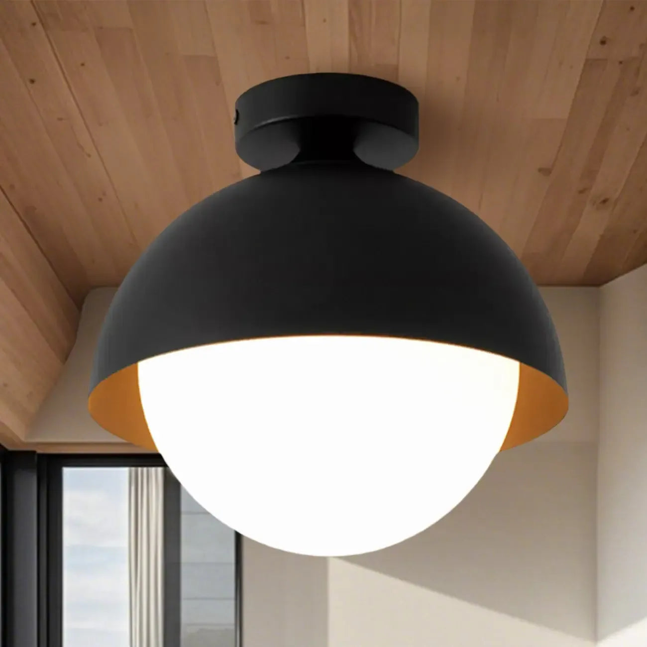 Plafonnier semi-encastré minimaliste à abat-jour mini dôme