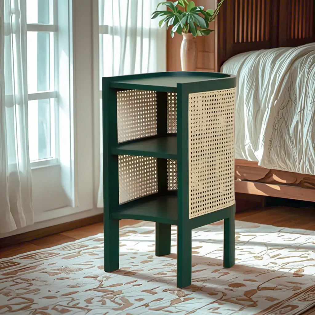 Table de chevet rustique en bois naturel avec étagères de rangement ouvertes