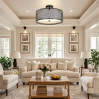 Plafonnier semi-encastré moderne cylindrique creux en métal noir