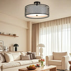 Plafonnier semi-encastré moderne cylindrique creux en métal noir