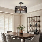 Plafonnier semi-encastré moderne cylindrique creux en métal noir