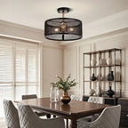 Plafonnier semi-encastré moderne cylindrique creux en métal noir