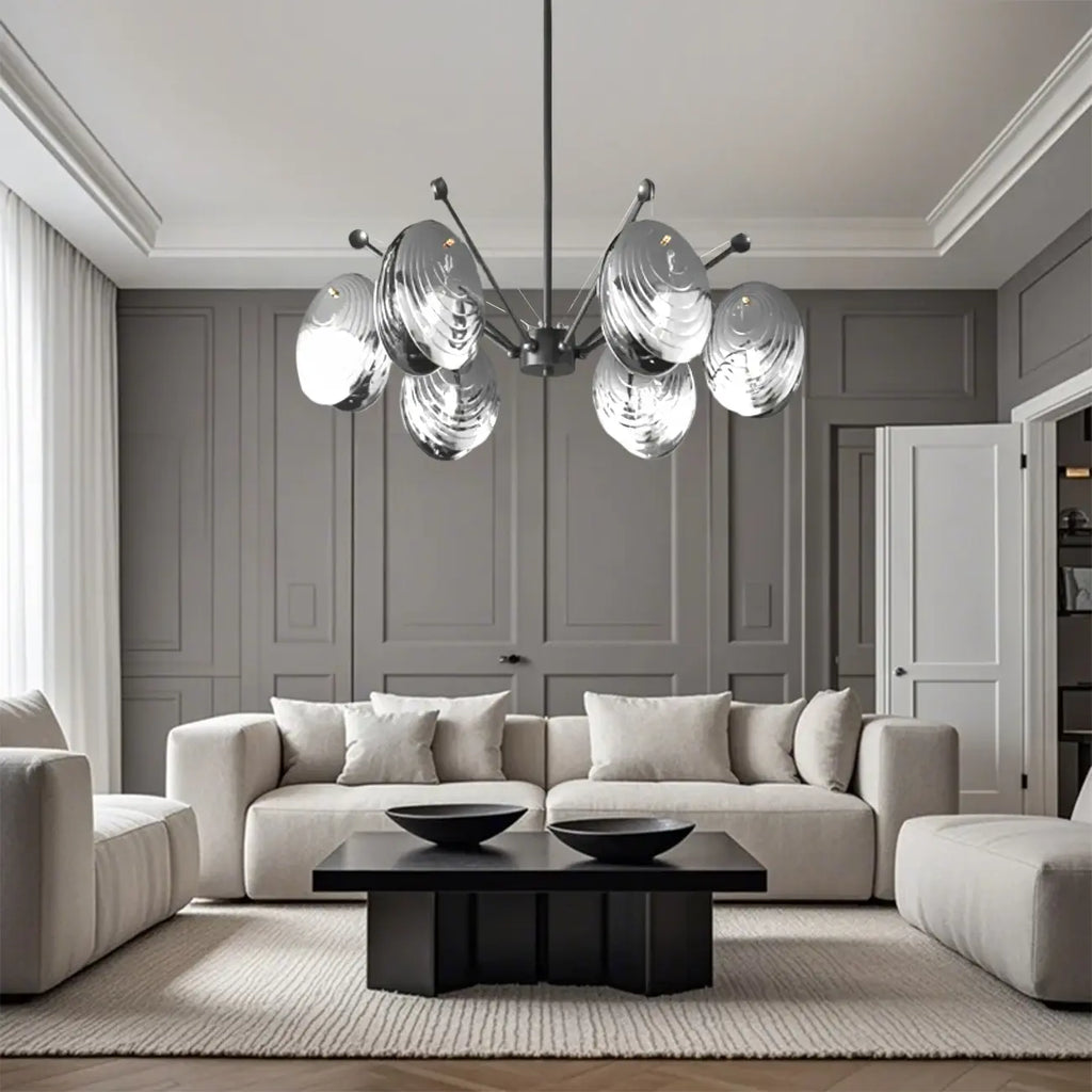 Lustres modernes réglables en métal gris argenté et métal gris