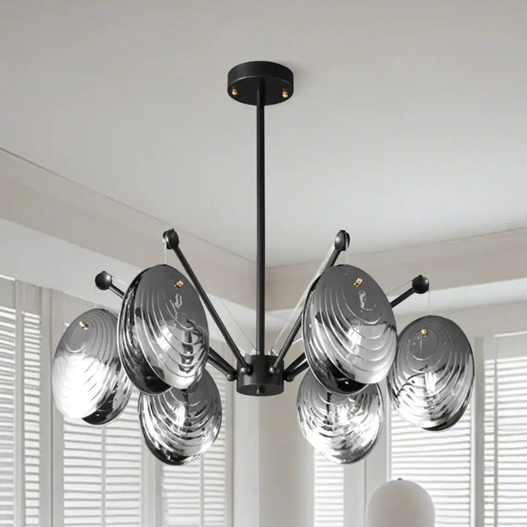 Lustres modernes réglables en métal gris argenté et métal gris