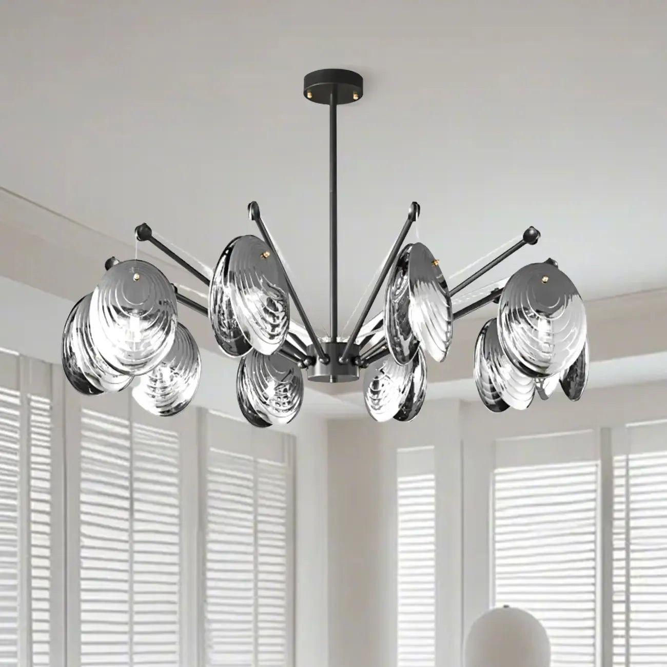 Lustres modernes réglables en métal gris argenté et métal gris