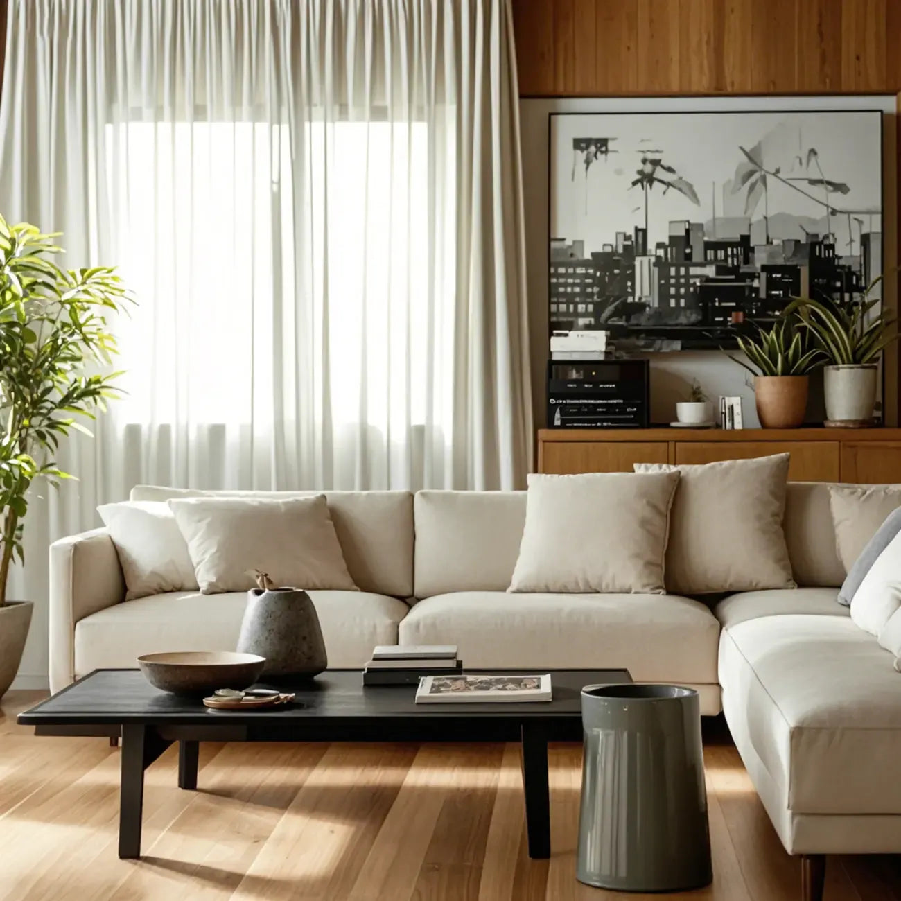 Table basse rectangulaire chic en bois noir