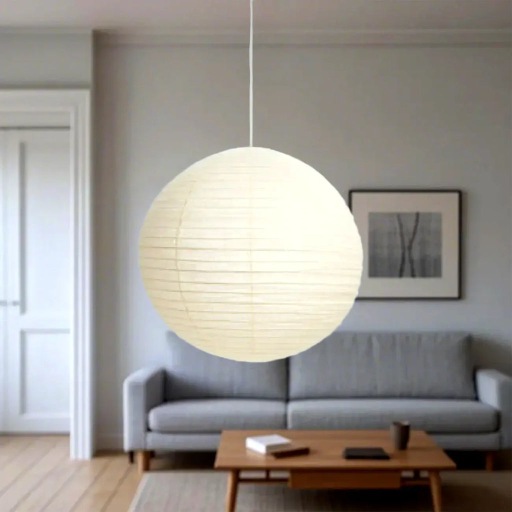 Suspension lanterne en papier blanc recyclé pour salon