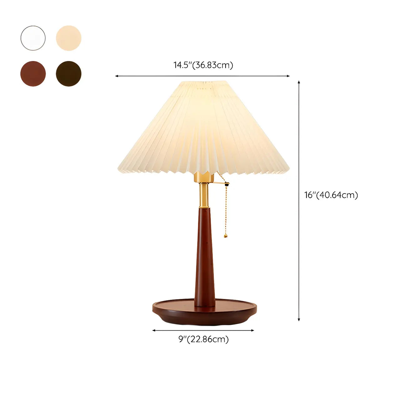 Lampe de table élégante avec pied rond en métal et abat-jour conique en tissu