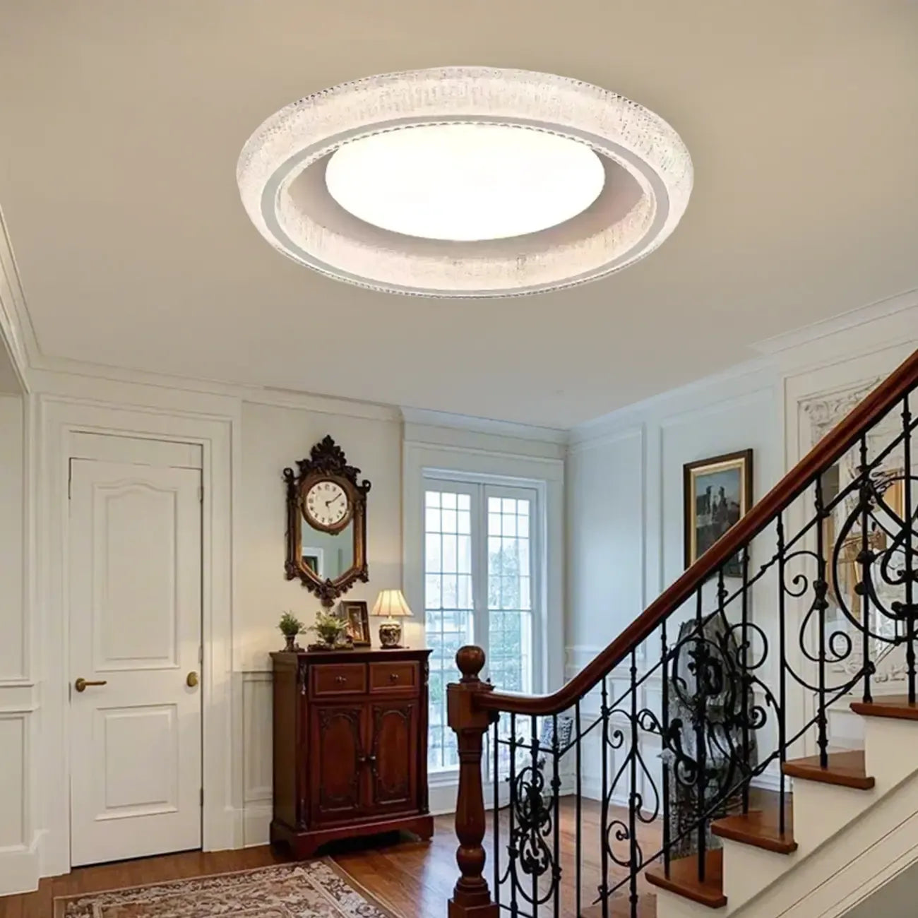 Plafonnier moderne à intensité variable en cristal pour chambre à coucher