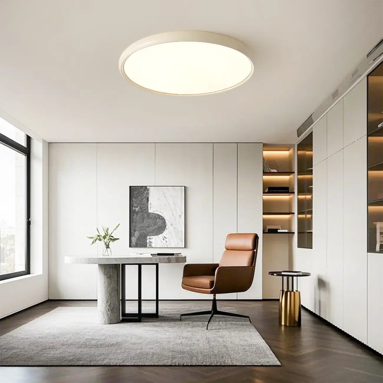 Plafonnier LED rond en acrylique à intensité variable pour usage résidentiel