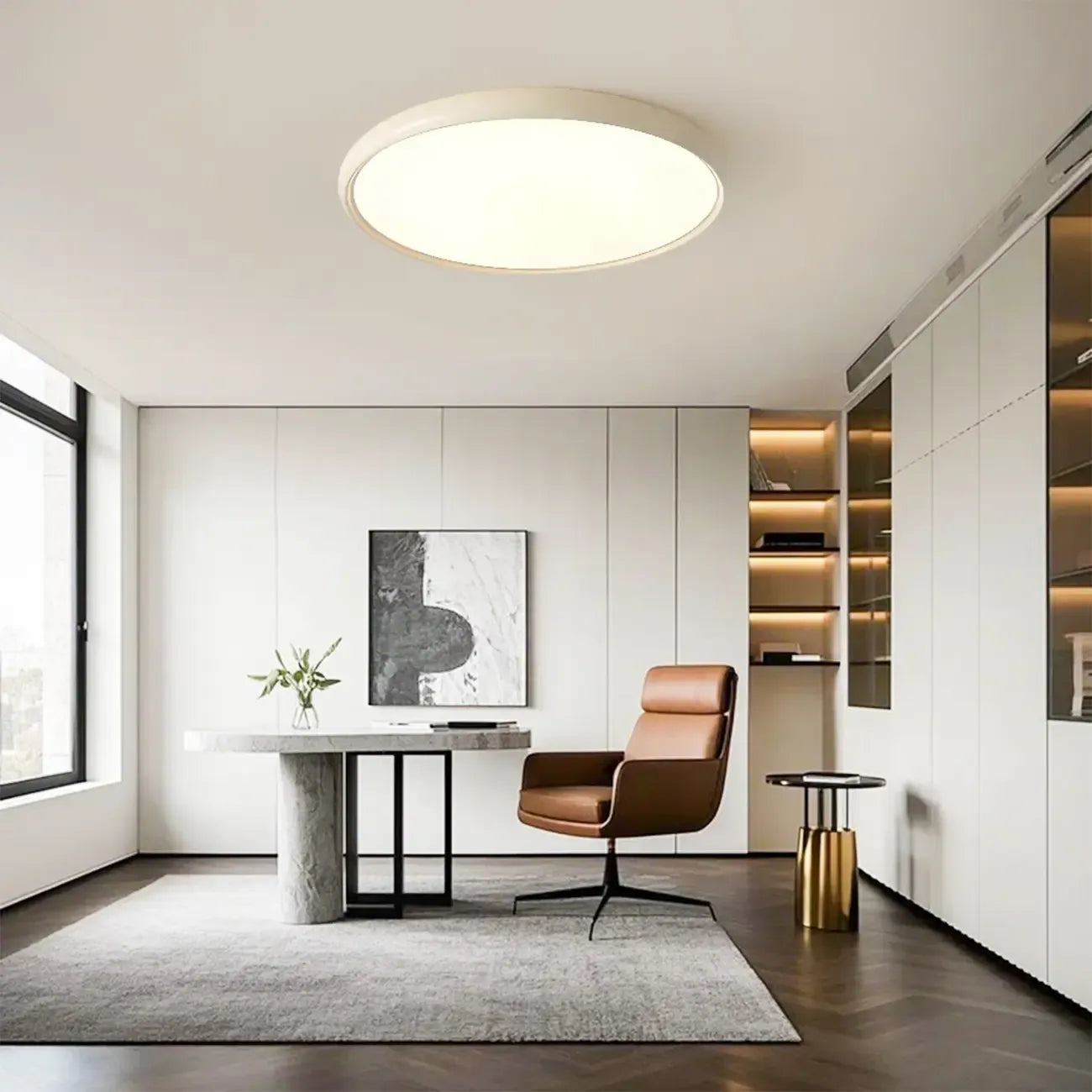 Plafonnier LED rond en acrylique à intensité variable pour usage résidentiel