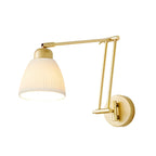 Applique murale moderne dorée à bras articulé réglable avec abat-jour blanc