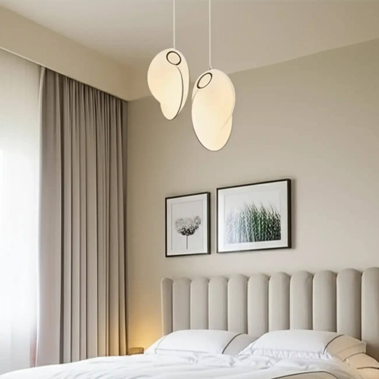 Suspension moderne en tissu blanc réglable pour salon