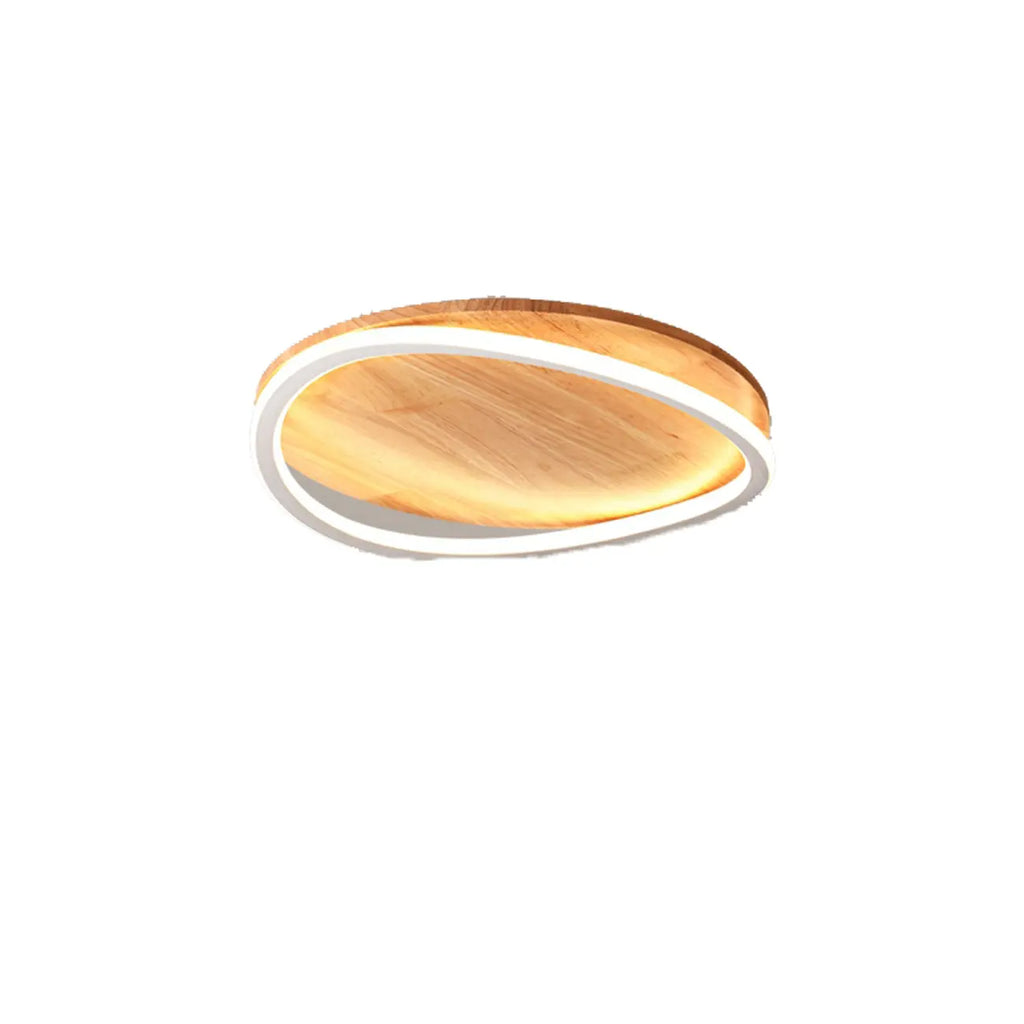 Plafonnier LED rond encastré en bois naturel nordique
