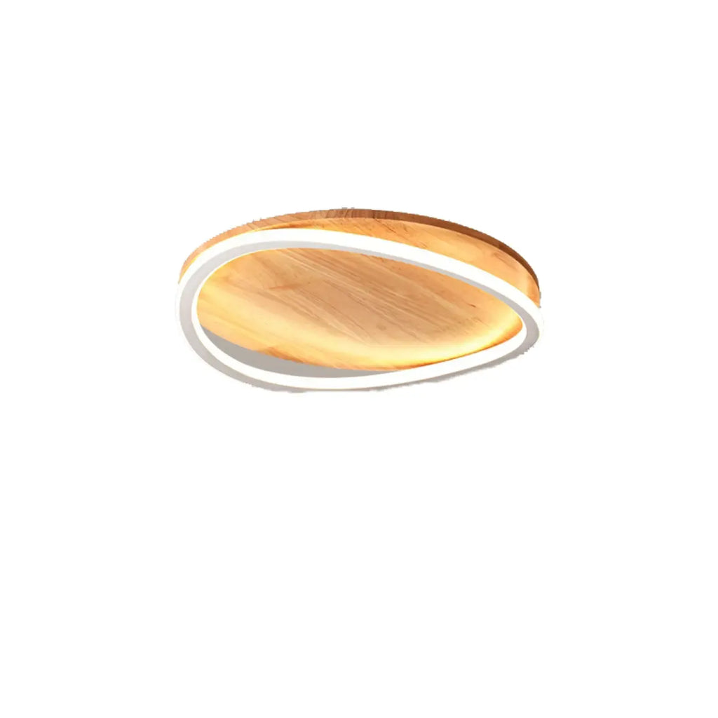 Plafonnier LED rond encastré en bois naturel nordique
