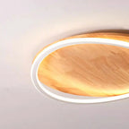 Plafonnier LED rond encastré en bois naturel nordique