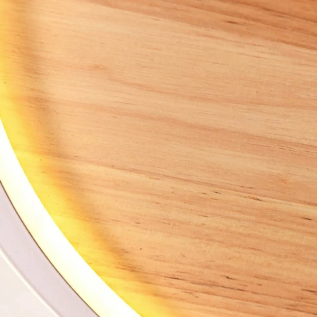 Plafonnier LED rond encastré en bois naturel nordique
