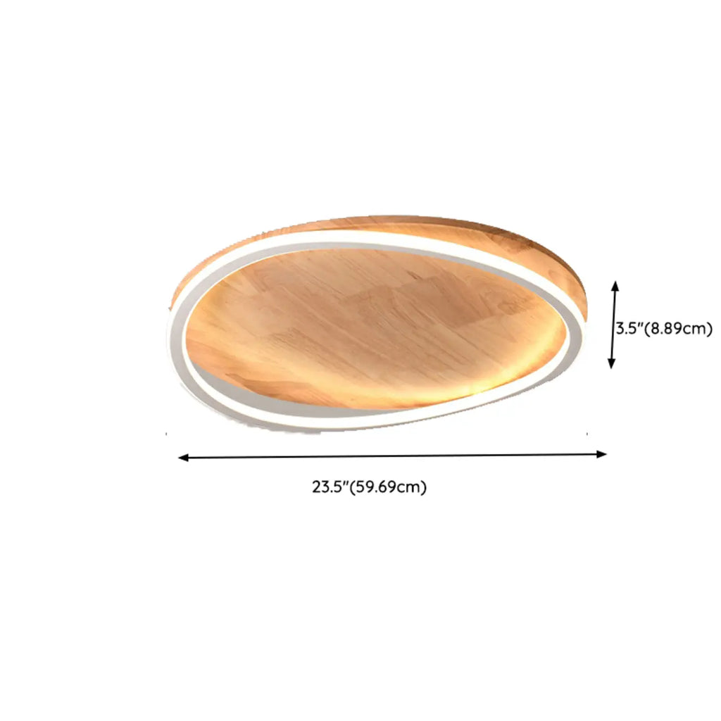 Plafonnier LED rond encastré en bois naturel nordique