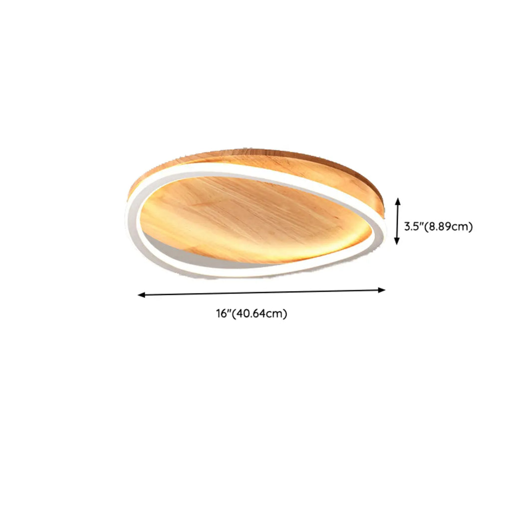 Plafonnier LED rond encastré en bois naturel nordique