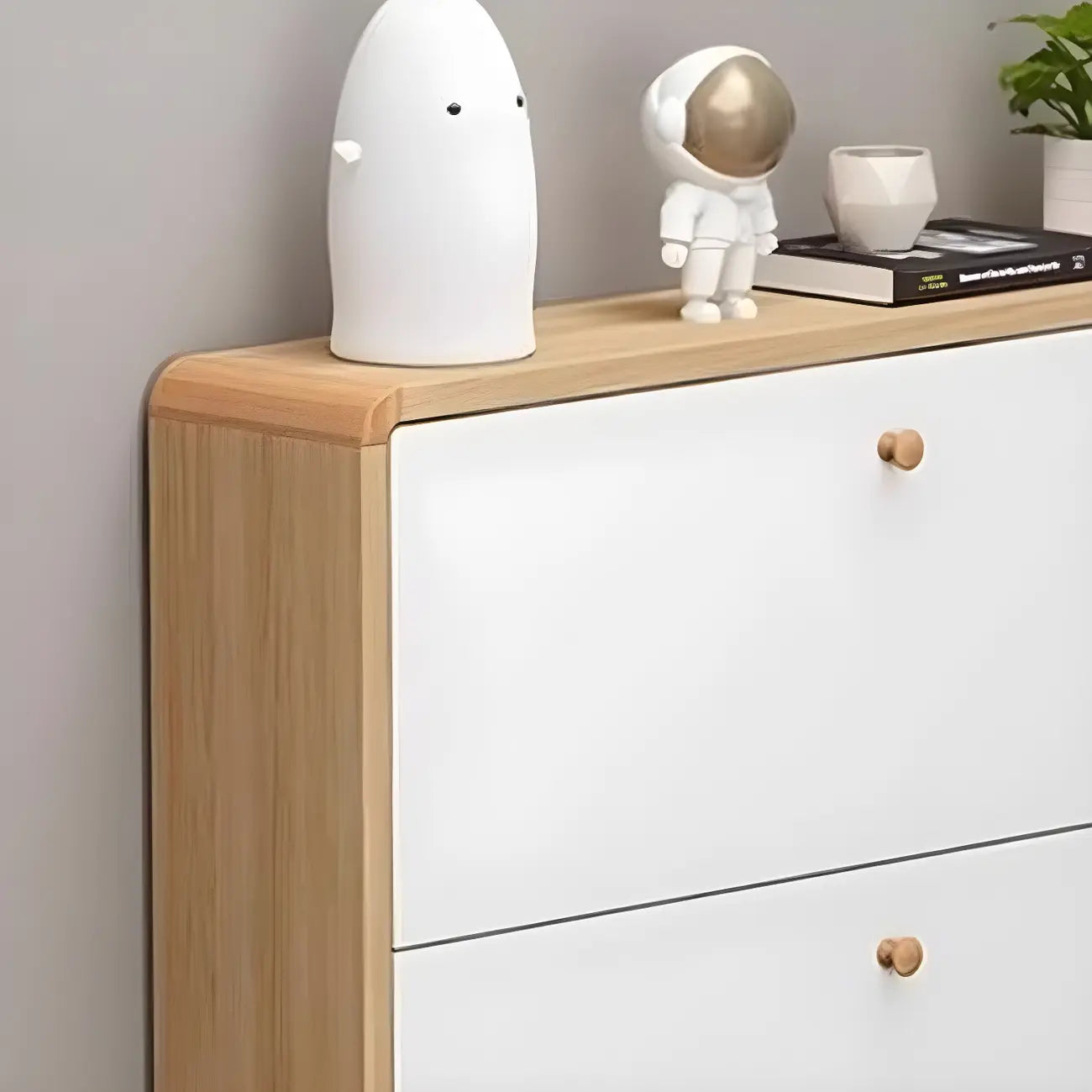 Meuble à chaussures étroit et moderne en bois massif pour petits espaces