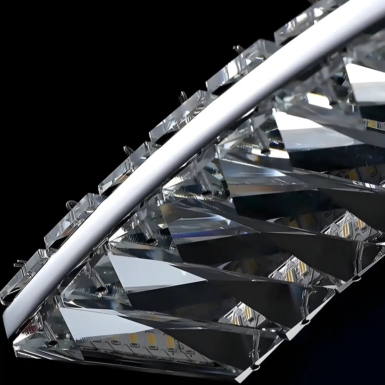 Suspension LED à intensité variable en cristal ondulé pour îlot de cuisine