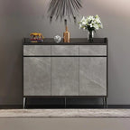 Meuble à chaussures moderne en bois gris avec plateau de rangement