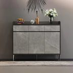 Meuble à chaussures moderne en bois gris avec plateau de rangement