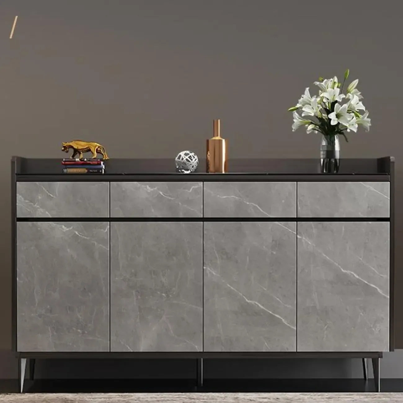 Meuble à chaussures moderne en bois gris avec plateau de rangement