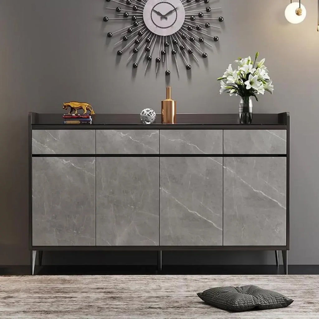 Meuble à chaussures moderne en bois gris avec plateau de rangement