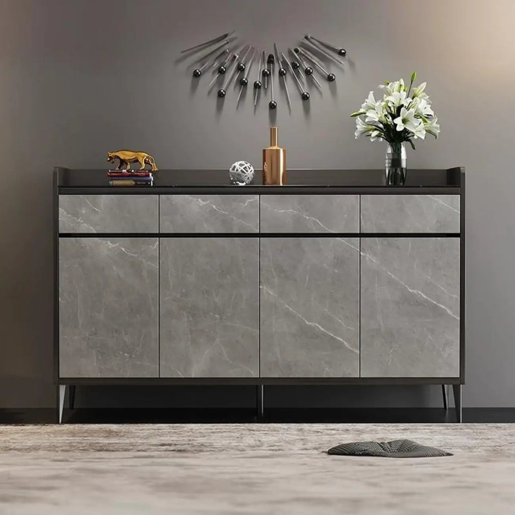 Meuble à chaussures moderne en bois gris avec plateau de rangement