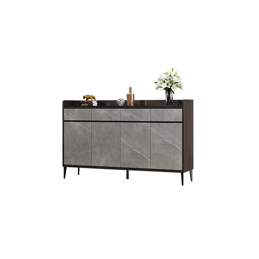 Meuble à chaussures moderne en bois gris avec plateau de rangement