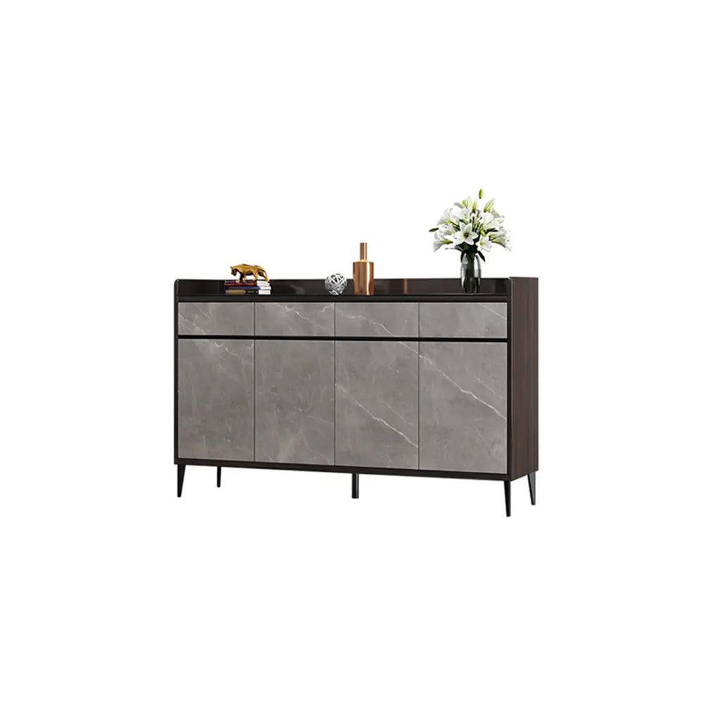 Meuble à chaussures moderne en bois gris avec plateau de rangement