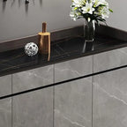 Meuble à chaussures moderne en bois gris avec plateau de rangement