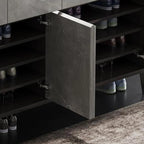 Meuble à chaussures moderne en bois gris avec plateau de rangement