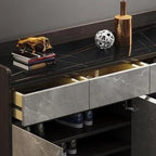 Meuble à chaussures moderne en bois gris avec plateau de rangement