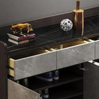 Meuble à chaussures moderne en bois gris avec plateau de rangement