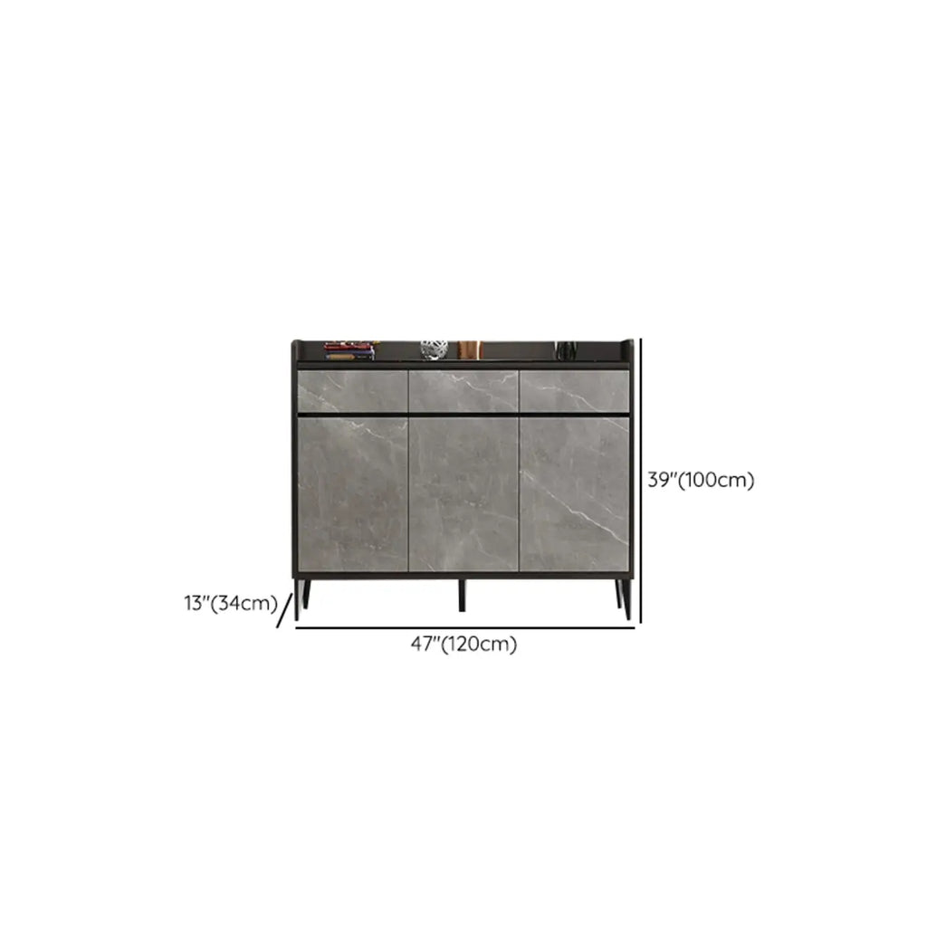 Meuble à chaussures moderne en bois gris avec plateau de rangement