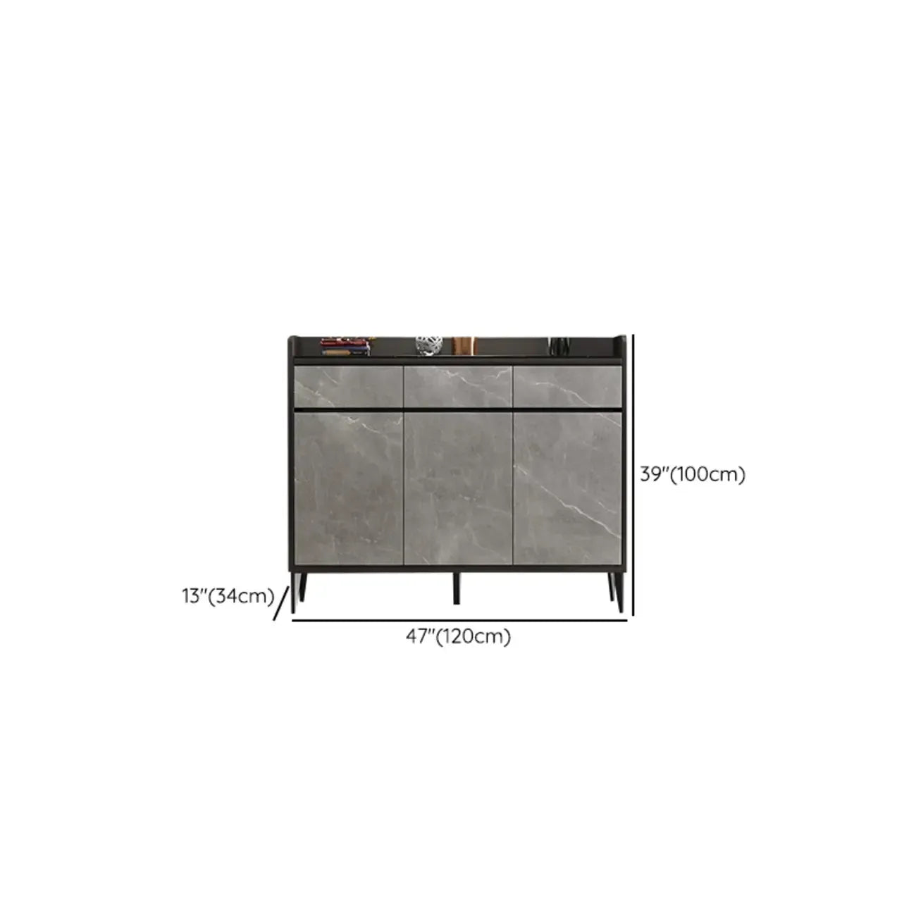 Meuble à chaussures moderne en bois gris avec plateau de rangement