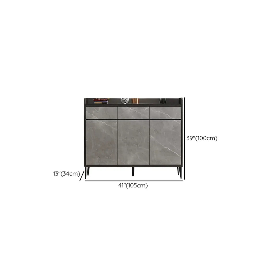 Meuble à chaussures moderne en bois gris avec plateau de rangement